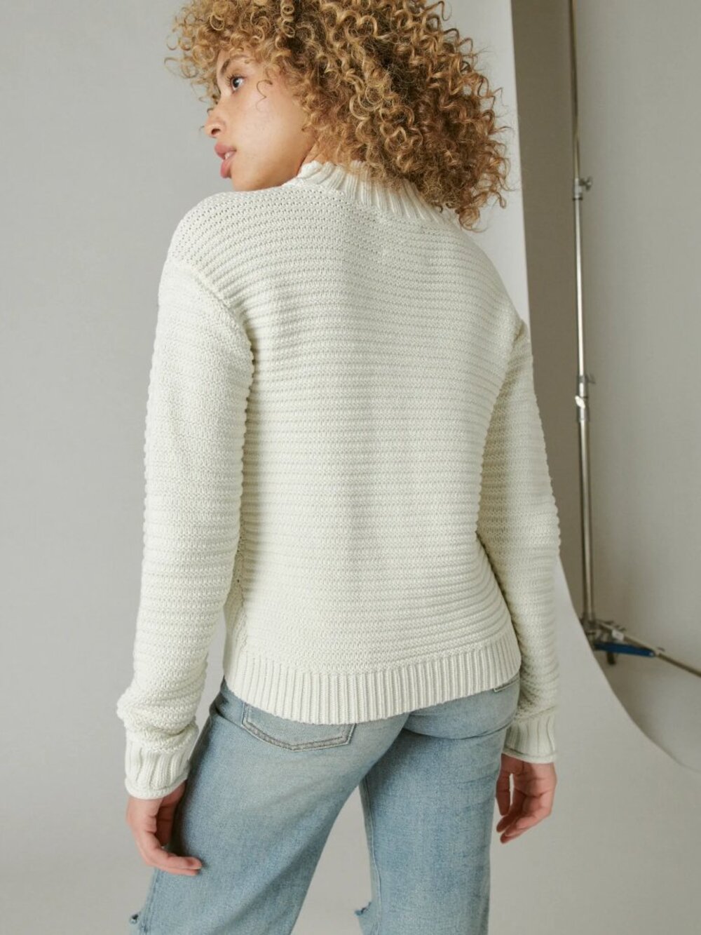 Textured Turtleneck - Lucky Brand - Ribbed Mock Neck Women's Sweater - Picture 4 of 14